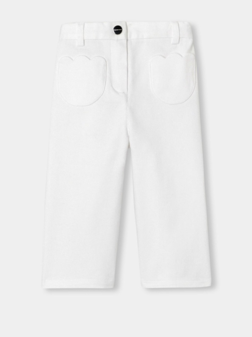 Jacadi White Kids Tulip-Pocket Straight Leg Twill Pants